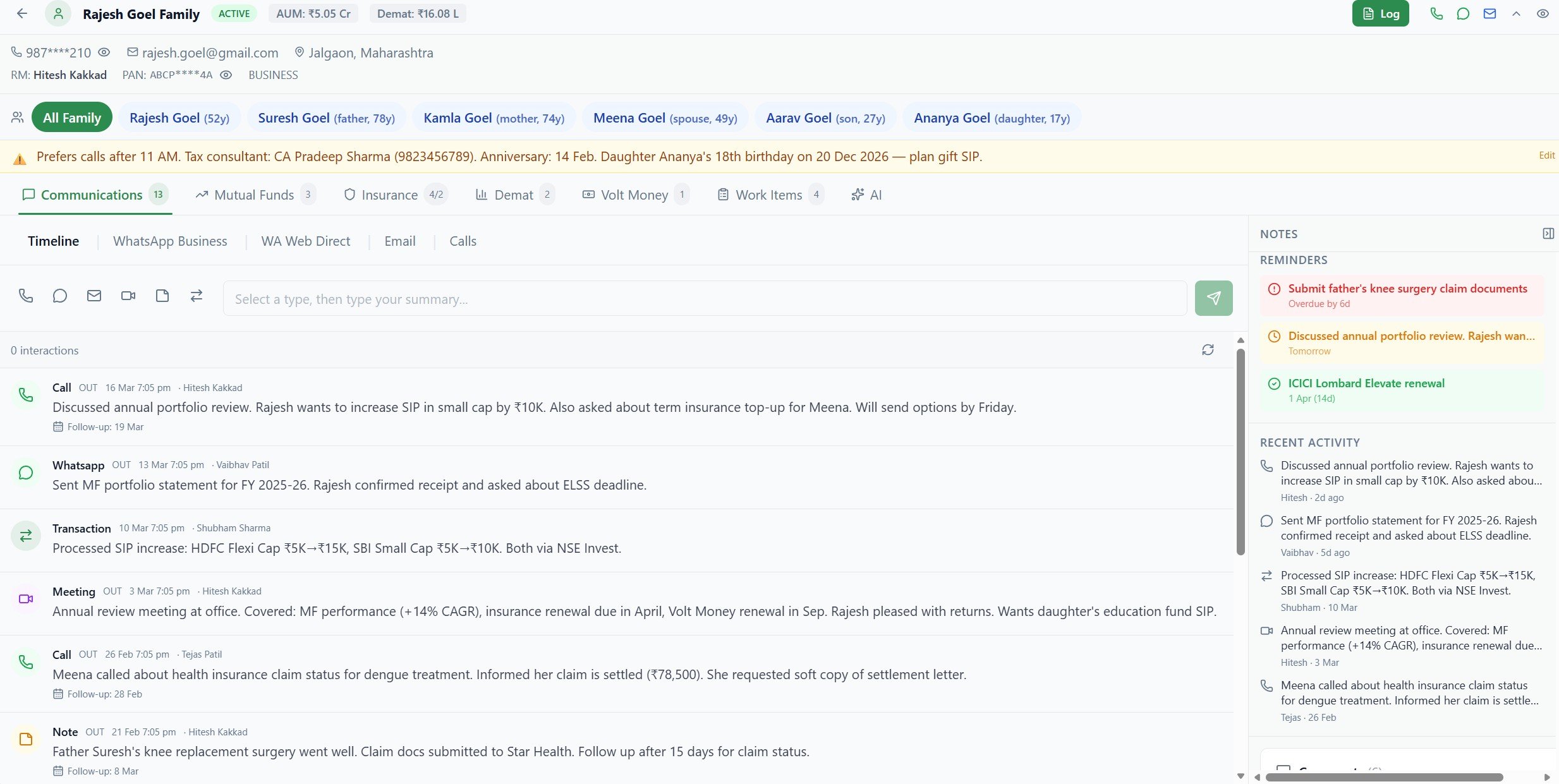 Aventryx Client Workspace 360 View